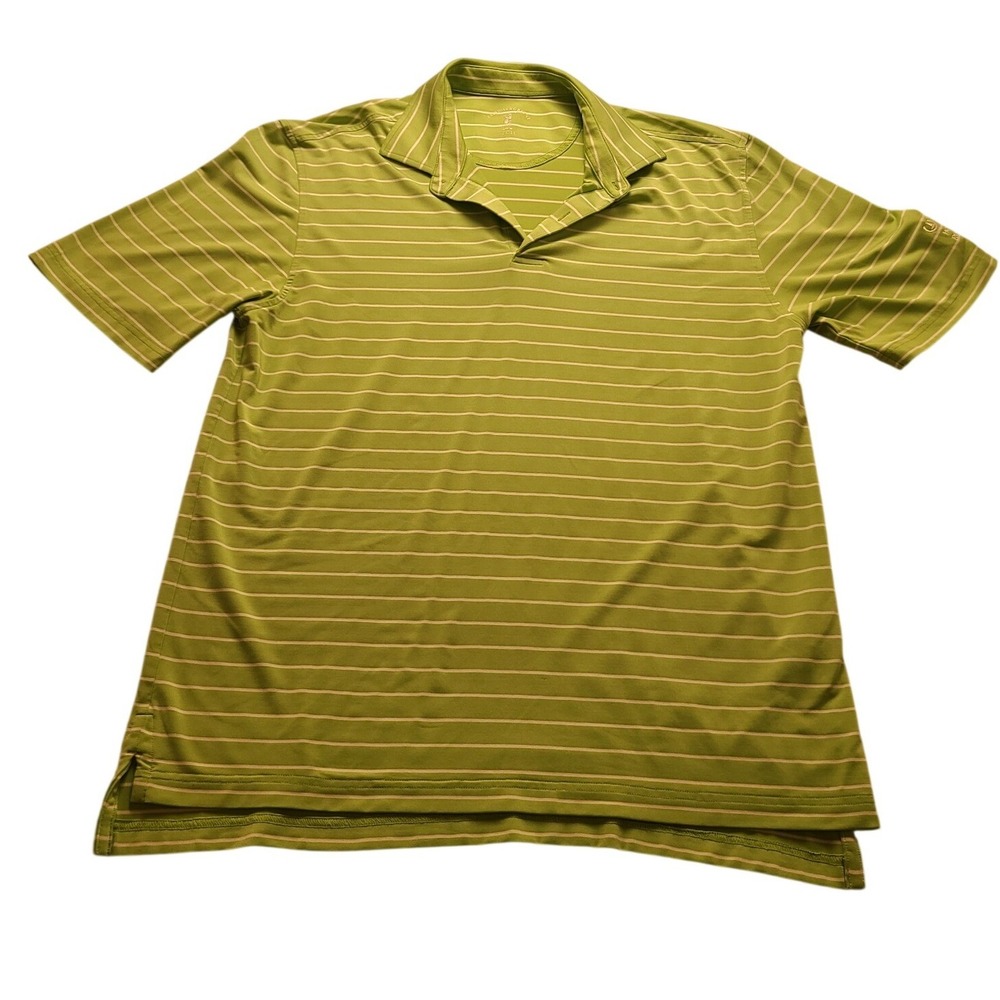 Fairway‎ & Greene Tech Men's L Golf Polo Shirt Lime Green Striped Horseshoe Bay